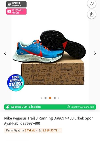Nike Pegasus Trail 3 Erkek Spor Ayakkabı - Mavi - Görsel 3