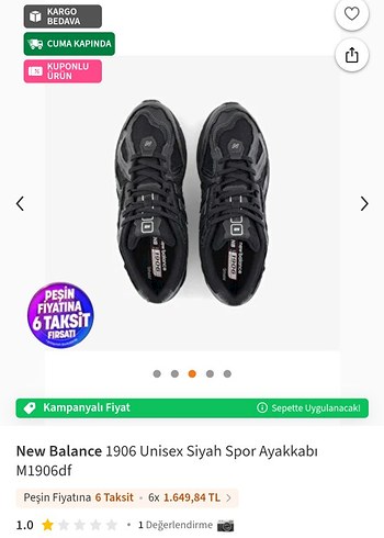 New Balance 1906 Siyah Unisex Spor Ayakkabı - Görsel 2