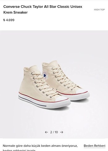 Converse Chuck Taylor All Star Classic Krem Sneaker - Görsel 3