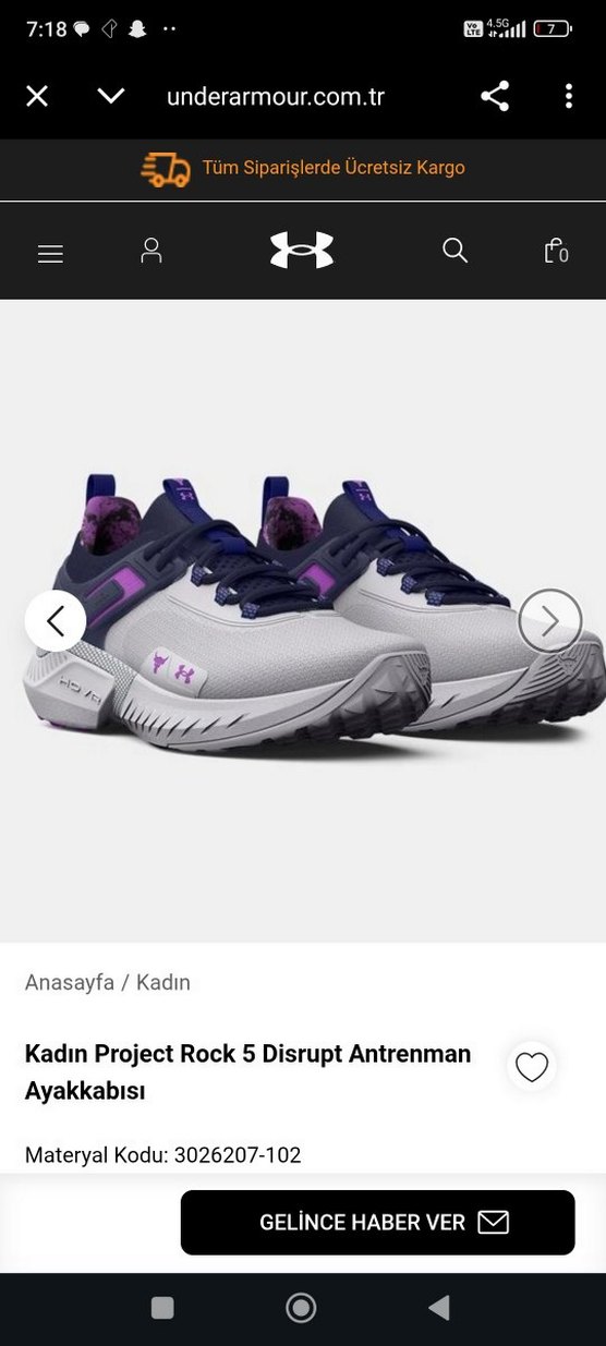 Kadın Project Rock 5 Disrupt Spor Ayakkabı - Görsel 5