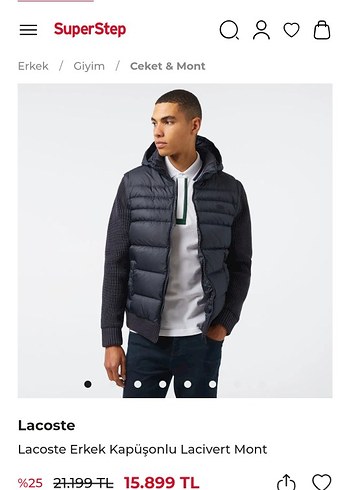 Lacoste Erkek Kapüşonlu siyah Mont