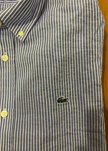 Lacoste Lacoste Erkek Gri Çizgili Kısa Kollu Gömlek