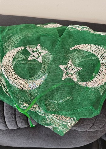 SIFIR ASKER ÖRTÜSÜ Yeşil Parlak Desenli - Görsel 3