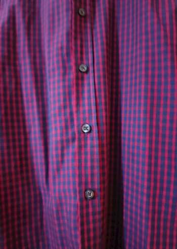 Bordo lacıvert karelı Düğmeli Erkek Gömlek - Görsel 3