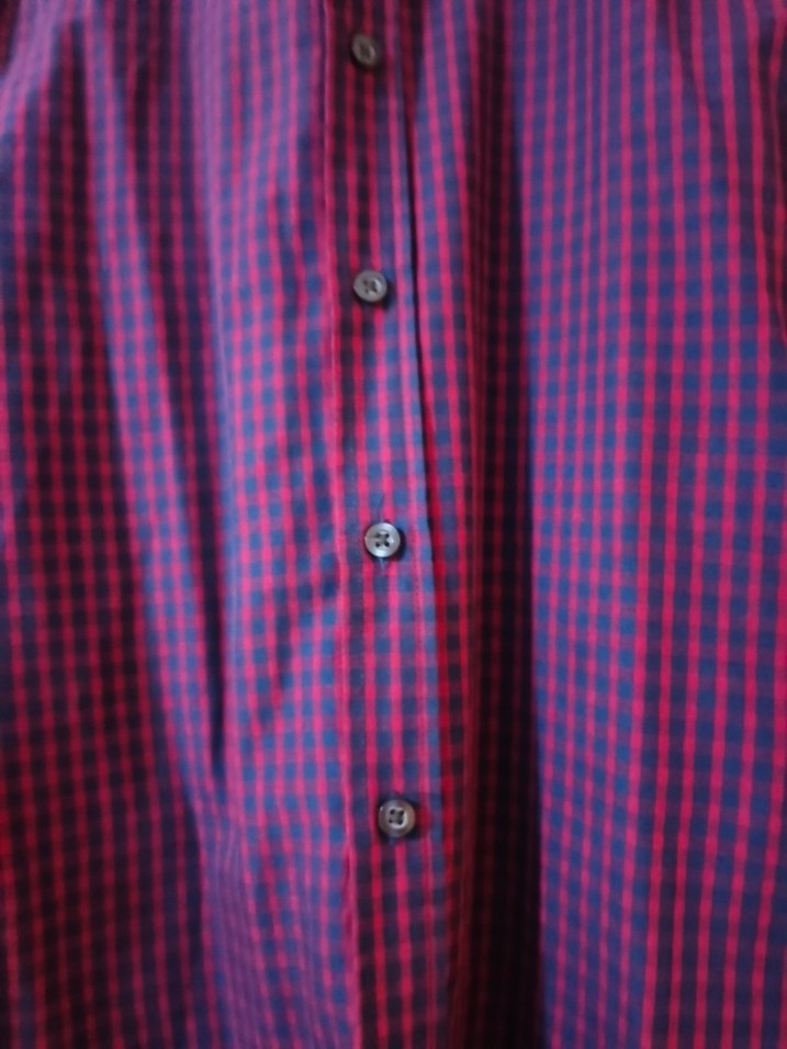 Bordo lacıvert karelı Düğmeli Erkek Gömlek - Görsel 3