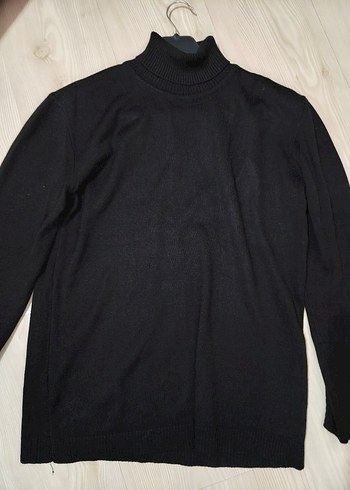 Siyah Boğazlı İnce trıko Kazak - Görsel 3