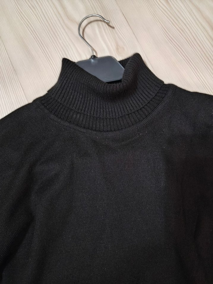 Siyah  Boğazlı İnce trıko Kazak - Görsel 5