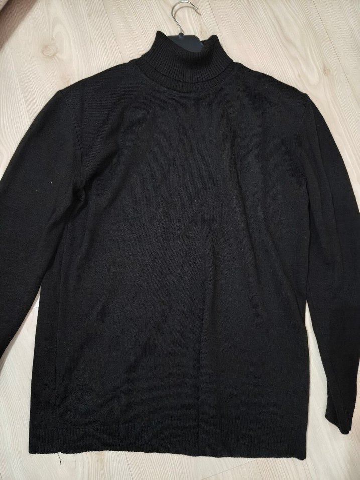 Siyah Balıkçı Yaka İnce Triko - Görsel 3