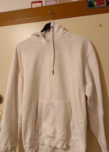 Beyaz Kapüşonlu Sweatshirt m beden kıslık - Görsel 2