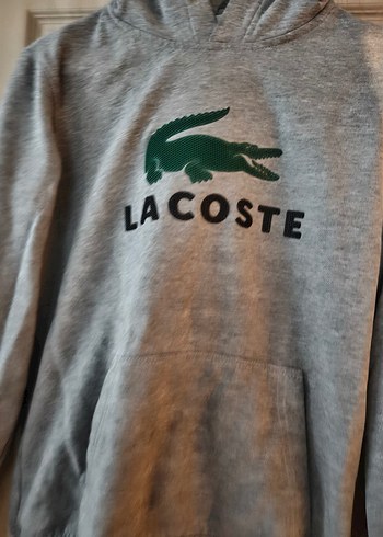 Gri Lacoste Erkek Kapüşonlu Sweatshirt - Görsel 5