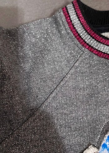 4/5 yaş kızlar için Gri Nakışlı Uzun Kollu Sweatshirt - Görsel 5