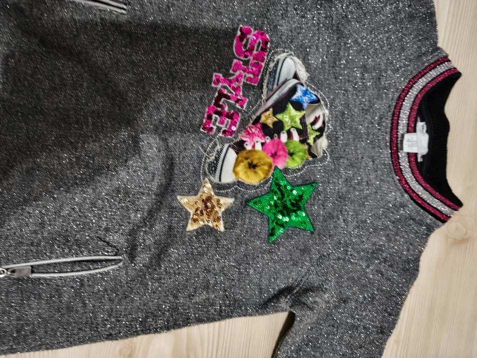 4/5 yaş kızlar için Gri Nakışlı Uzun Kollu Sweatshirt - Görsel 3