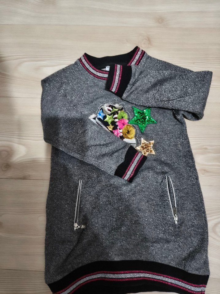 4/5 yaş kızlar için Gri Nakışlı Uzun Kollu Sweatshirt - Görsel 2