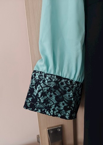 44/46 uyumlu Nakışlı Uzun Turkuaz Kadın Elbise - Görsel 10