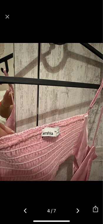 s Beden pembe Renk Bershka saten elbise