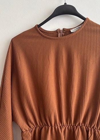 Diğer Kahverengi Piliseli Midi Triko Tunik