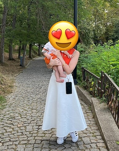 Beyaz scuba kumaş etek