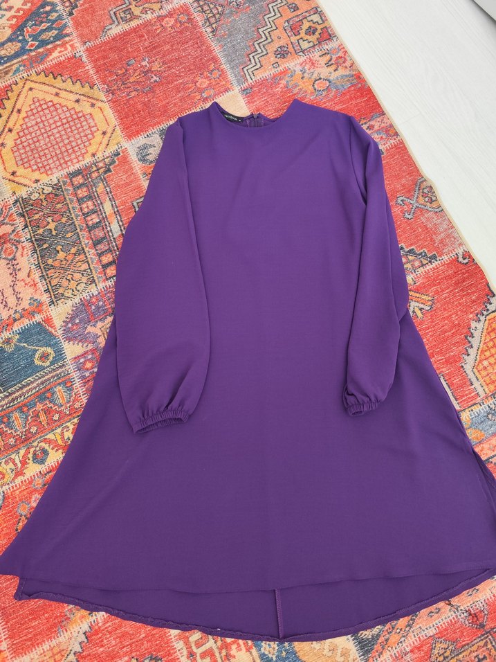 Mor Uzun Kollu Bol Kesim alt üst takım - Görsel 2