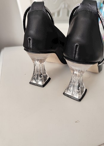 Siyah taşlı Stiletto Topuklu Kadın Ayakkabı - Görsel 4