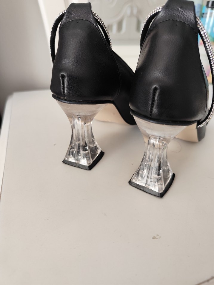 Siyah taşlı Stiletto Topuklu Kadın Ayakkabı - Görsel 4