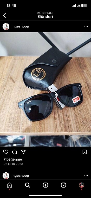 Ray Ban unisex Mat Siyah Uv 400 filtre korumalı