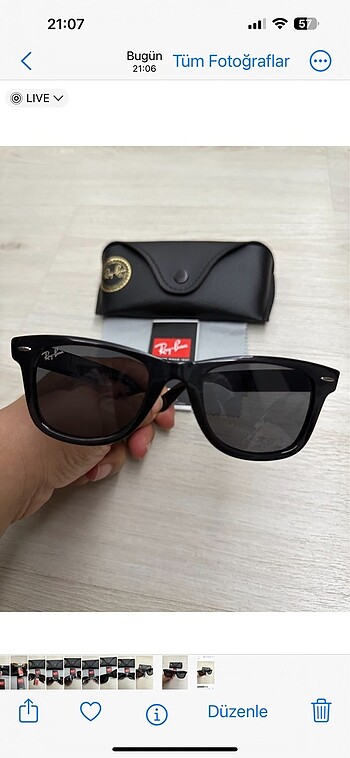 Ray Ban Wayfarer parlak siyah Unisex