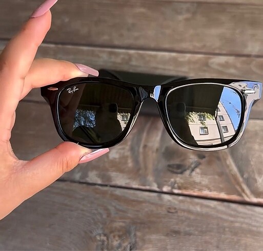 Ray Ban Ray Ban unisex parlak siyah Ray Ban deri kutu hediyeli