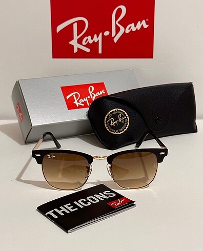 Ray Ban unisex Ray Ban deri kutu hediye güneş gözlüğü