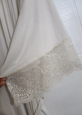 Beyaz Uzun Bohem Kadın Sabahlık - Görsel 2