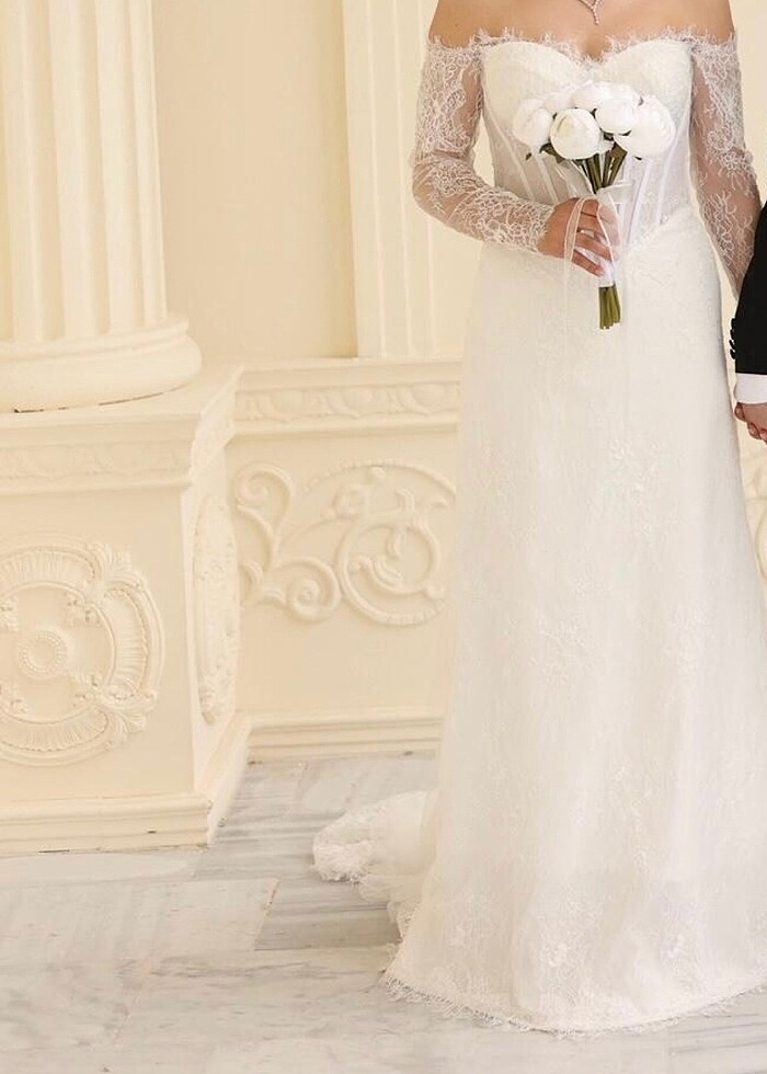 Fransız Full Dantel Özel Dikim Gelinlik -Janruz - Görsel 3