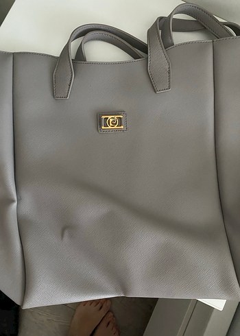 Gri Deri Pierre Cardin Fermuarlı Kadın Çanta - Görsel 4