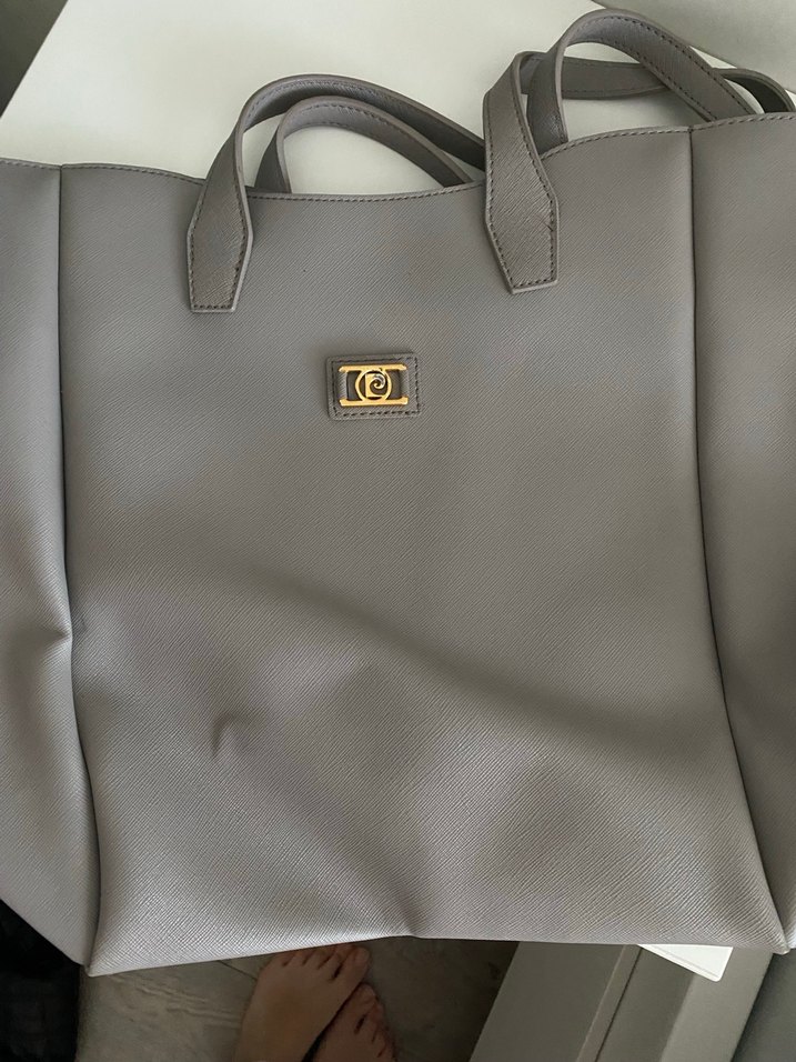 Gri Deri Pierre Cardin Fermuarlı Kadın Çanta - Görsel 4