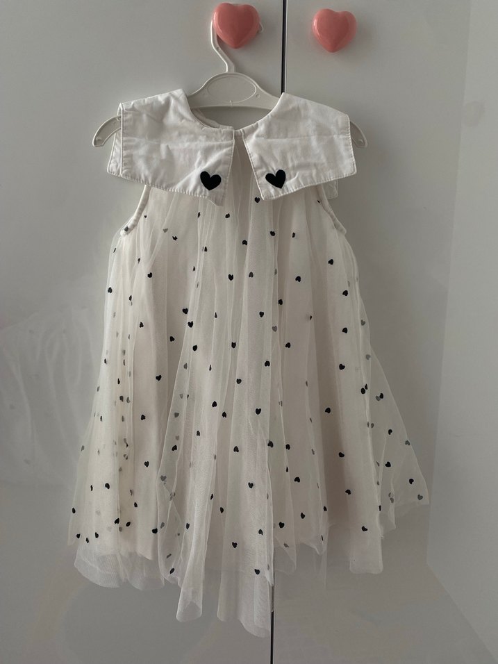 Kız Çocuk Beyaz Nakışlı Elbise - Görsel 3