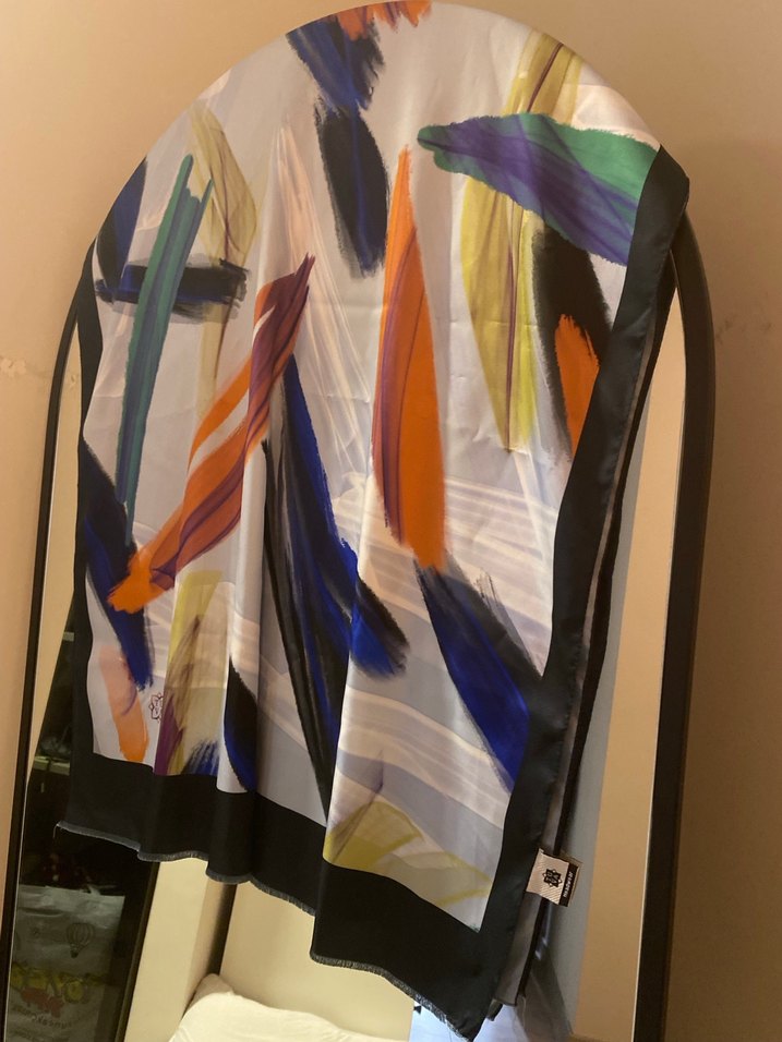 Kadın Çok Renkli İpek Şal - Görsel 2