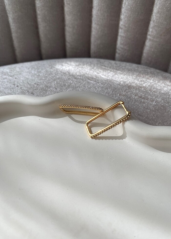 Altın Kaplama + Doğal Zirkon Küpe - Görsel 2