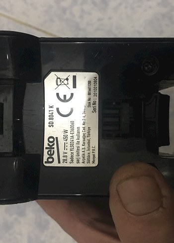 28.8V Siyah Kablosuz Süpürge Gövdesi Beko - Görsel 7