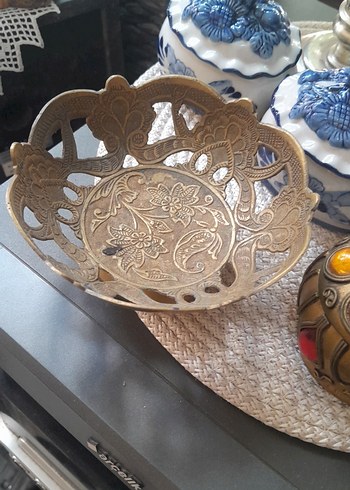 İşlemeli pirinç Parlak Altın Bohem Tabak