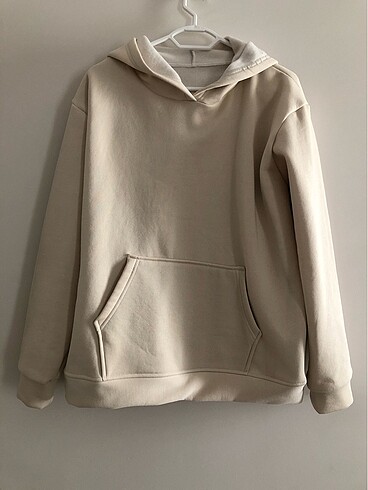 Krem kapüşonlu sweatshirt