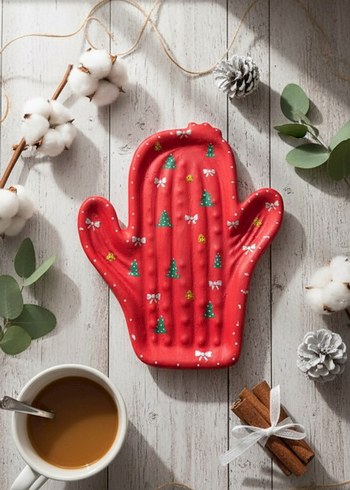 Bohem Kaktüs Şeklinde Seramik Tabaklar Yılbaşı temalı - Görsel 2