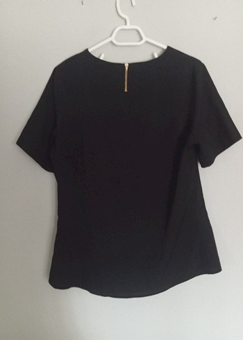 Siyah Kadın Kısa Kollu Salaş Bluz - Görsel 2