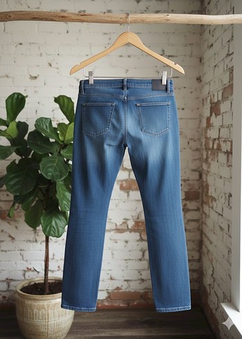 Kadın Mavi Regular Fit Midi Kot Pantolon - Görsel 2