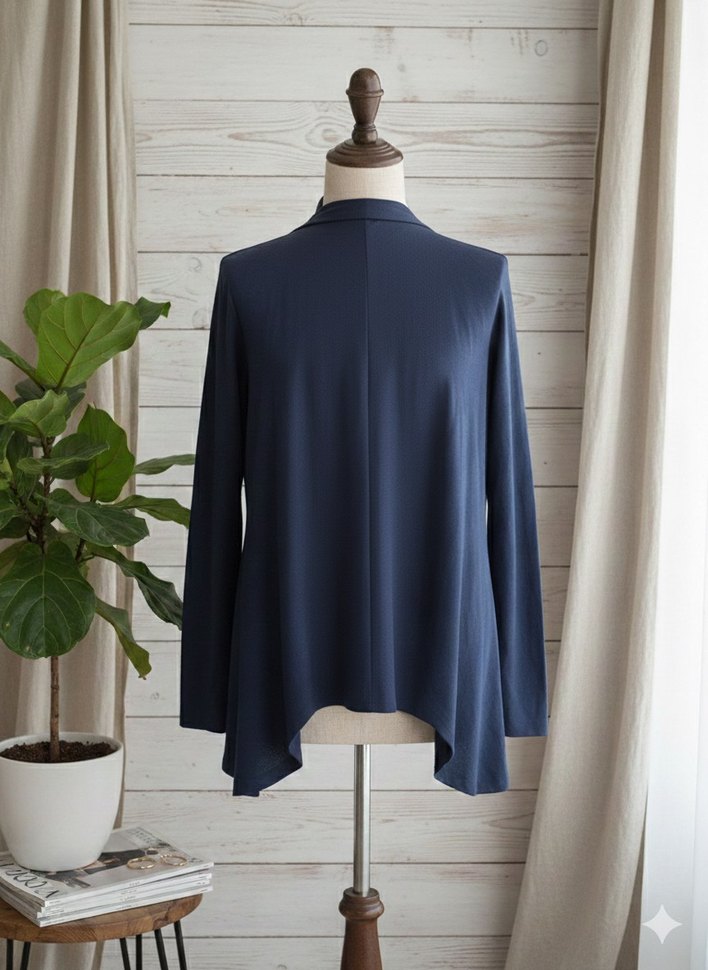 Lacivert Midi Uzun Kollu Hamile Ceketi - Görsel 2