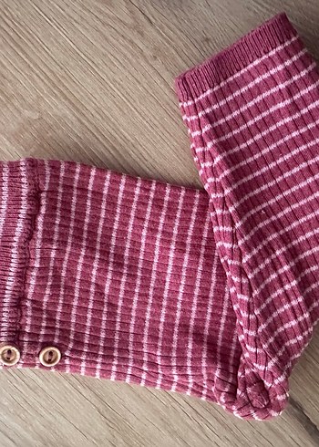 Düğmeli Bordo Bebek Tayt - Görsel 4