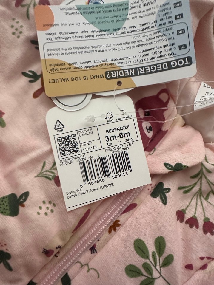 2.5 tog LC Waikiki Pembe Baskılı Fermuarlı Kız Bebek Uyku Tulumu - Görsel 5