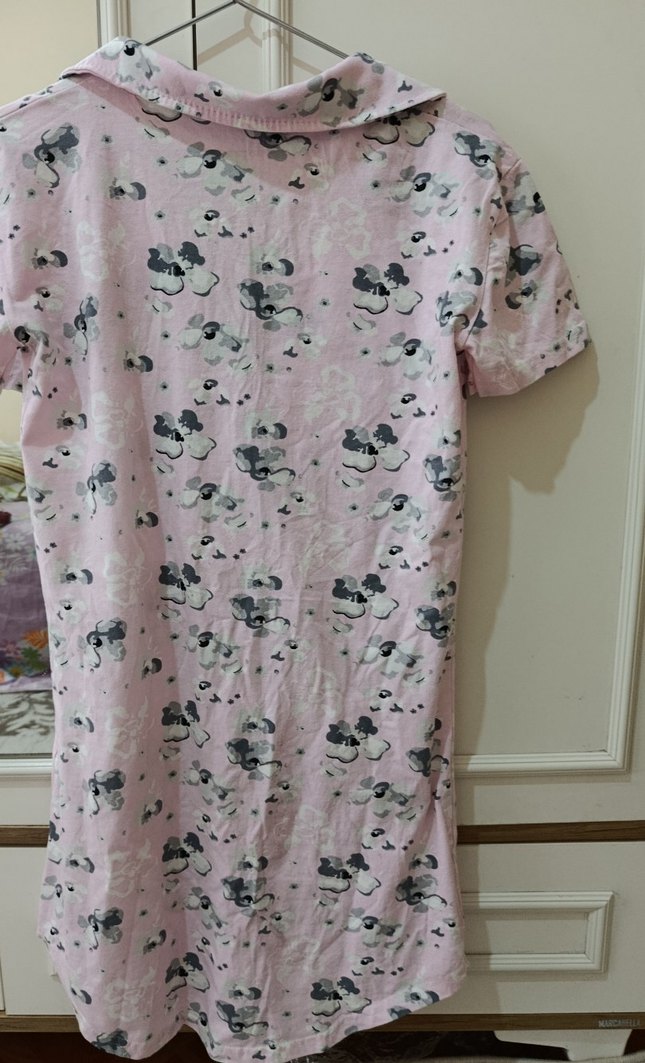 Pembe Baskılı Hamile ve Emzirme Gecelik - Görsel 2