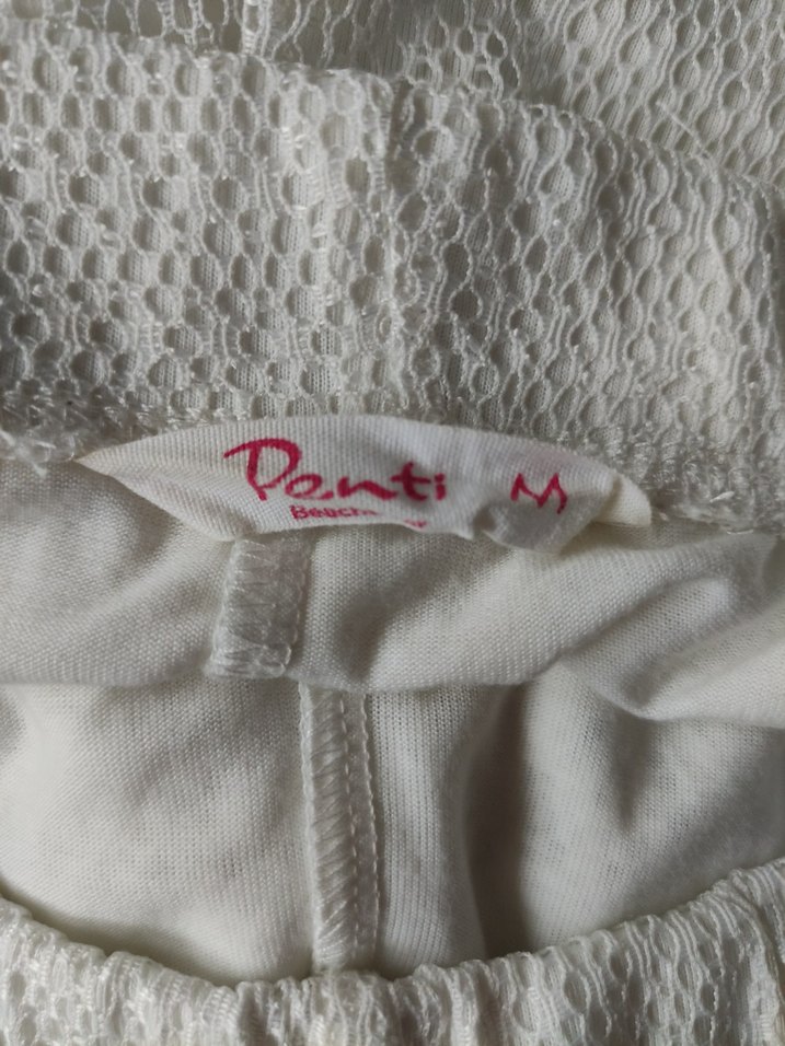 Bohem Beyaz Dantel Detaylı Triko Kadın pareo - Görsel 3