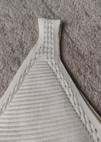 V Yaka Beyaz Triko Kadın Atlet - Görsel 4