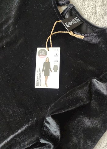 Siyah Kadife Midi Uzun Kollu Elbise - Görsel 2