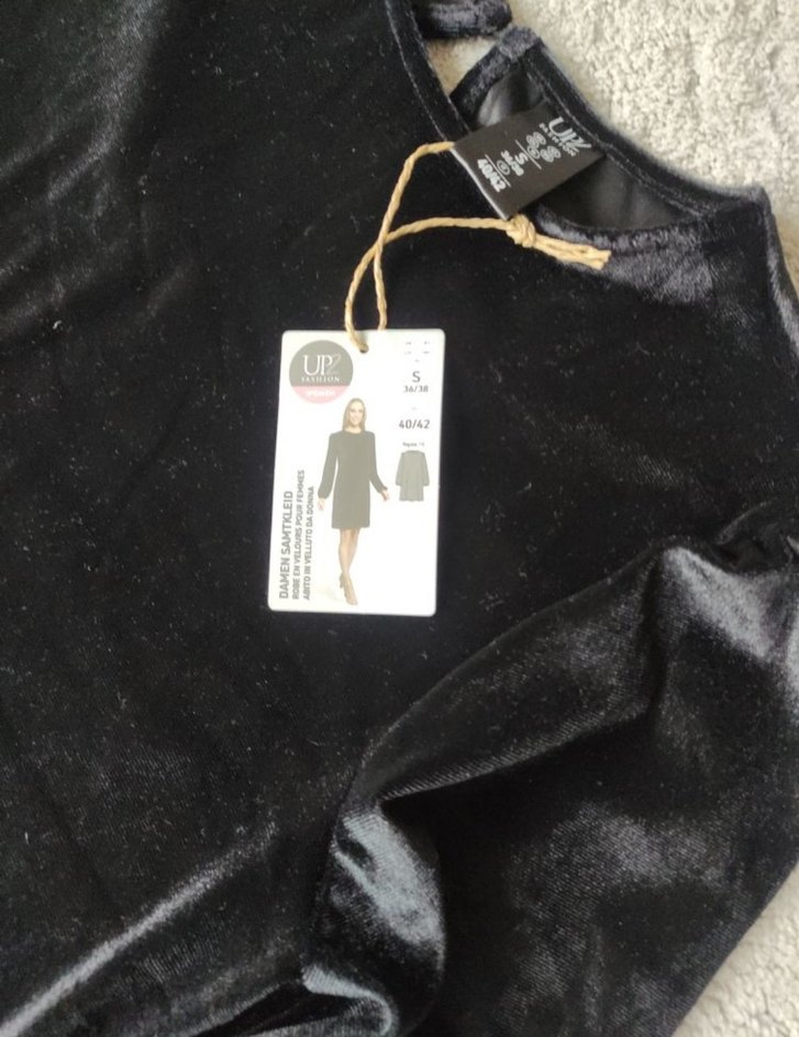 Siyah Kadife Midi Uzun Kollu Elbise - Görsel 2