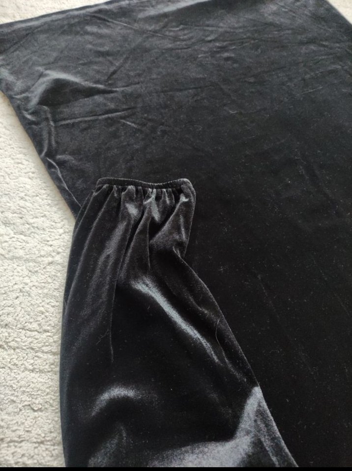 Siyah Kadife Midi Uzun Kollu Elbise - Görsel 3